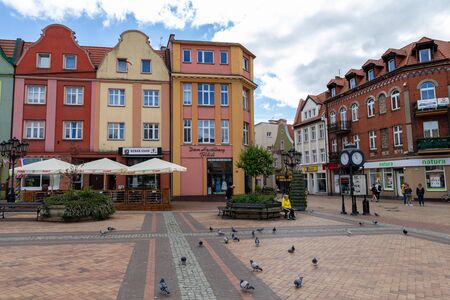Chojnice, Pomorskie / Poland - May, 29, 2019: The old town is a small town in Central Europe. Center of a small town in Pomerania, Poland. Season of the spring.のeditorial素材
