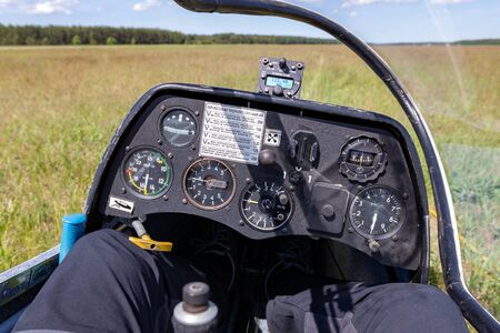 Pila, wielkopolskie / Polska - June, 2, 2019: A view from a glider on a medium-sized city in Poland....