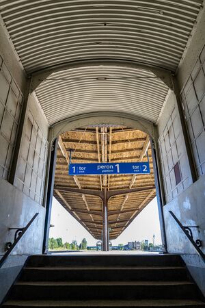 Starogard Gdanski, pomorskie / Poland-September, 19.2019: Renovated train station. Buildings of a...