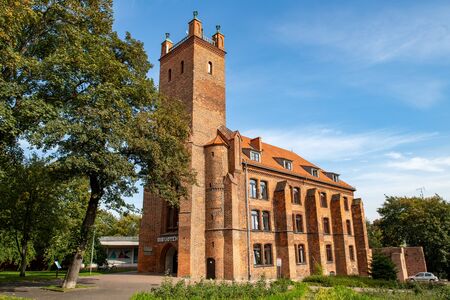 Slupsk, Pomorskie / Poland - September, 27, 2019: Old red brick building converted into a library....