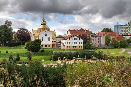 Koszalin, Zachodniopomorskie / Poland - October, 4, 2019: Orthodox church of the Assumption. A richly decorated temple in Central Europe. Autumn season.のeditorial素材