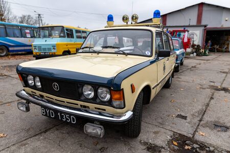 Sepolno krajnskie, kujawsko pomorskie / Poland - November, 11, 2019: Polish historic ambulance. A...