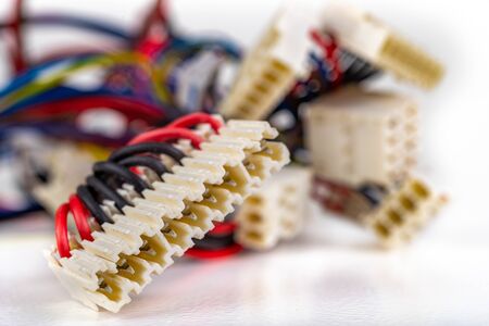 Electric cables and connectors for transmitting electricity. Old plugs used in electrical equipment....