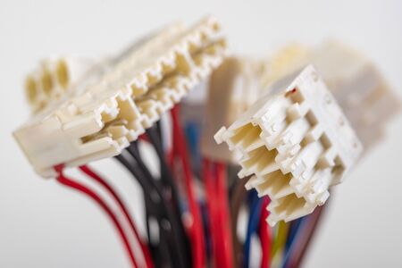 Electric cables and connectors for transmitting electricity. Old plugs used in electrical equipment....