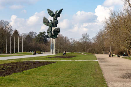 Szczecin, zachodniopomorskie / Poland - March, 5, 2020: Monument to the Action of Poles in Szczecin. A place of national memory in Central Europe. Spring season.のeditorial素材