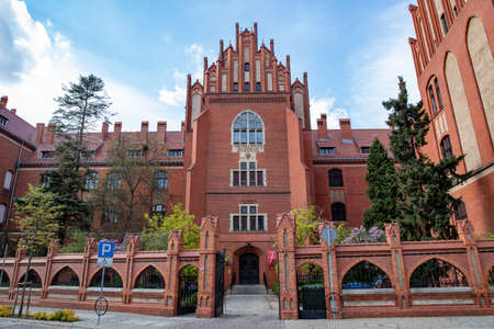 Torun, kujawsko pomorskie / Poland - April, 30, 2020:. University in Poland. Old tenement houses in...