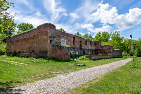 Torun, kujawsko pomorskie / Poland - May, 20, 2020: Ruins of an old fortress. Red brick building on the Vistula. Spring season.のeditorial素材