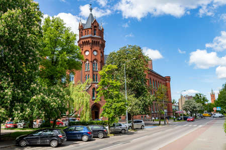 Kwidzyn, pomorskie / Poland - June, 2, 2020: Town hall in a small town. Brick building as the seat...