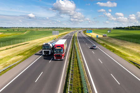 Kopytkowo,pomorskie/Polska â€“ czerwiec, 2, 2020:View of the highway from the bridge. A fast...