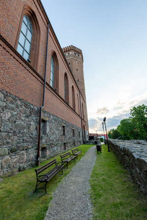 Czluchow, pomorskie / Poland - June, 09, 2020: Teutonic castle in Central Europe. Old stronghold built of red brick. Spring season.のeditorial素材