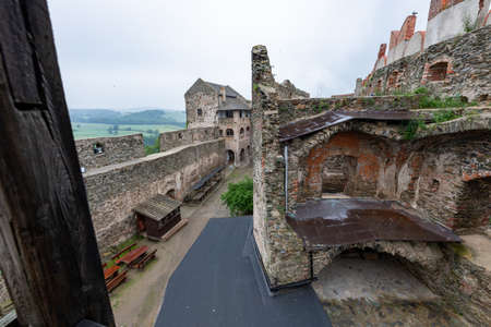 Bolkow, dolnoÅlÄskie / Poland-18 June 2020.:Old castle ruins in Central Europe. Medieval building made of stone. Summer season.のeditorial素材