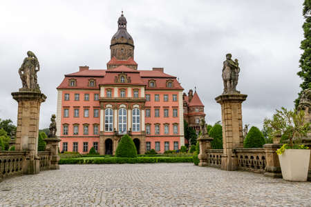 Piastow Slaski, dolnoÅlÄskie / Poland-June 21, 2020.:The historic Ksiaz castle in southern Poland. Well-kept historic estate in Central Europe. Summer season.のeditorial素材