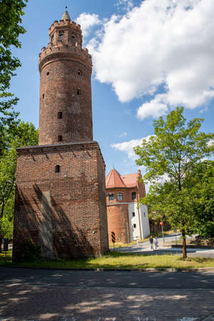 Stargard, Zachodniopomorskie / Poland-July, 14, 2020: Defensive walls of a small town. Brick building in Central Europe. Summer season.のeditorial素材