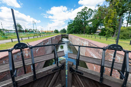 Bydgoszcz, kujawsko pomorskie / Poland - July, 30, 2020: Star lock in Bydgoszcz. Hydrotechnical structure on the Bydgoszcz Canal. Summer season.のeditorial素材