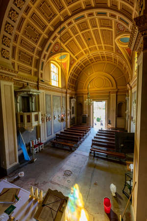 Potulice, kujawsko pomorskie / Poland - August, 05, 2020: Interior of the Mortuary Chapel. Christian chapel in a small town. Summer season.のeditorial素材