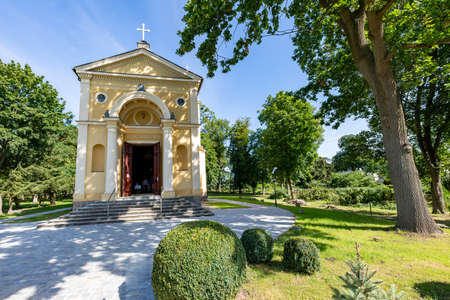 Potulice, kujawsko pomorskie / Poland - August, 05, 2020: Roman Catholic Church of Annunciation of the Blessed Virgin Mary. A mortuary chapel in a small town.のeditorial素材
