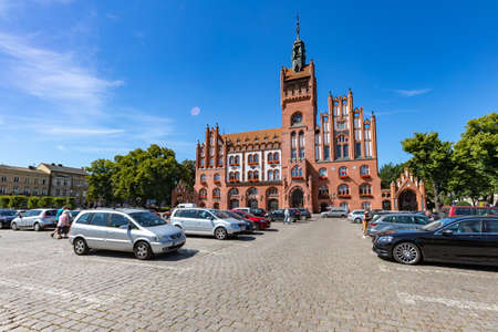 Slupsk, pomorskie / Poland - August, 06, 2020: Old building of the city hall. The seat of municipal authorities in the city center. Spring season.のeditorial素材