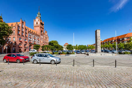 Slupsk, pomorskie / Poland - August, 06, 2020: Old building of the city hall. The seat of municipal authorities in the city center. Spring season.のeditorial素材