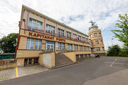 Gdansk, pomorskie / Poland - August, 8, 2020: Captain's office building in the port of Gdansk. The port service headquarters in Central Europe. Summer season.のeditorial素材
