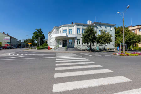 Znin, kujawsko pomorskie / Poland - August, 13, 2020: City Hall building. The seat of government in a small town. Summer season.のeditorial素材