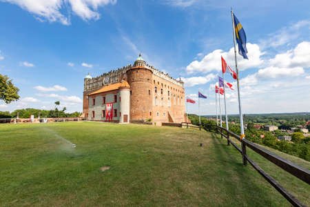 Golub Dobrzyn, Kujawsko-pomorskie / Poland - August, 18, 2020: Old historic castle on the hill. A huge stronghold in Central Europe. Summer season.のeditorial素材