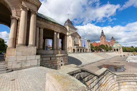 Szczecin, Zachodniopomorskie / Poland - August, 27, 2020: Hakenterrasse in Szczecin. A place for walks and relaxation in a large city of Central Europe. Summer season.のeditorial素材