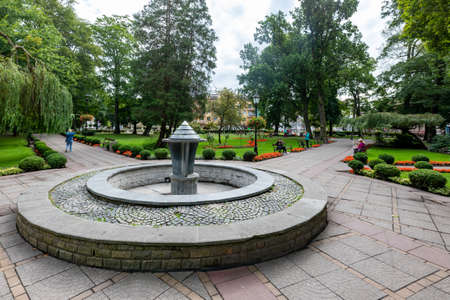 Miedzyzdroje, Zachodniopomorskie / Poland - August, 28, 2020: Park with alleys in a small summer resort. A place for walks and rest during your vacation. Summer season.のeditorial素材