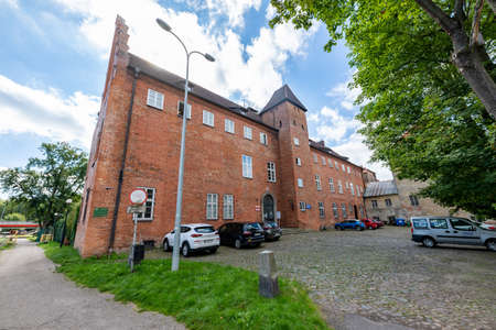 Lebork, Pomorskie / Poland - September, 09, 2020: Teutonic castle in a small town in Pomerania. A brick historic building from the Middle Ages. Autumn season.のeditorial素材