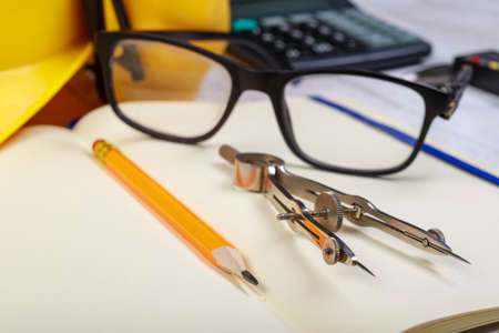 View of the accessories of the Craftsman Engineer. Accessories for building design work on wooden...