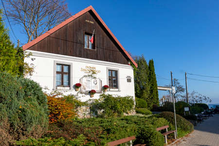 Gdynia, Pomorskie / Poland - November, 8, 2020: Historic home of a famous Polish writer. Old mansion in Central Europe. Autumn season.のeditorial素材