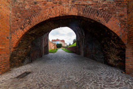Grudziadz, Kuyavian-Pomeranian Voivodeship Poland - November, 27, 2020: Old tenement houses and historic buildings. A city on a large river in Central Europe. Autumn season.のeditorial素材