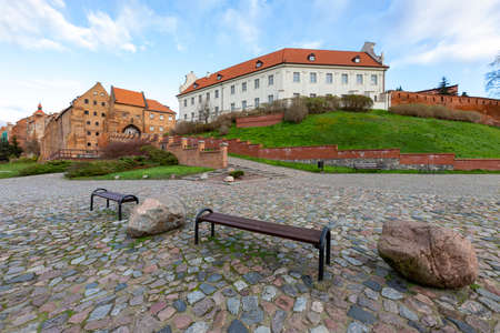 Grudziadz, Kuyavian-Pomeranian Voivodeship Poland - November, 27, 2020: Old tenement houses and historic buildings. A city on a large river in Central Europe. Autumn season.のeditorial素材