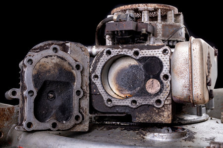 Repair of a small internal combustion engine from a lawn mower. Head, cylinder and piston of a...
