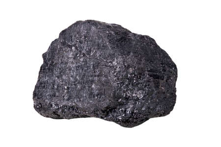 A lump of hard coal. A mineral that is mined from the ground and is used to produce emergia. Isolated background.の写真素材