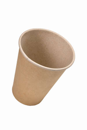 Paper cup for hot drinks. Disposable container for food use. Isolated background.の写真素材