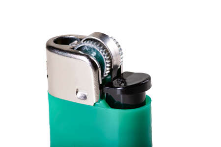 Gas lighter for lighting cigarettes. Accessories for starting fire. Isolated background.の写真素材