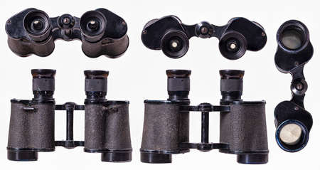 Old military binoculars for observing the area.