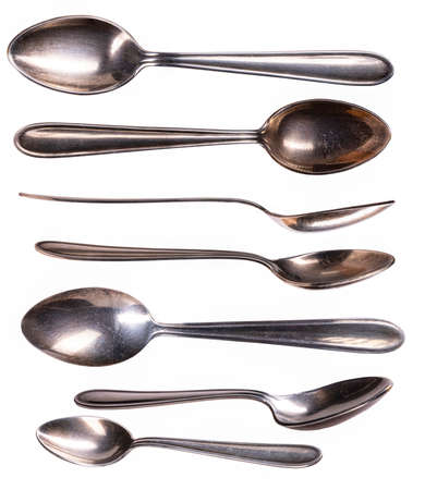 Old silver spoon from the old dinner set.の写真素材