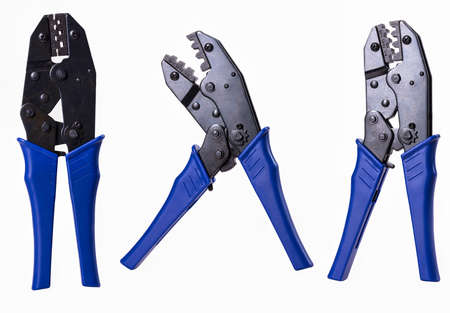 Crimping tool for electric wires. Tools for electric fitters. Isolated from the background.の写真素材