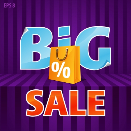  illustration of big sale poster with paper bagのイラスト素材