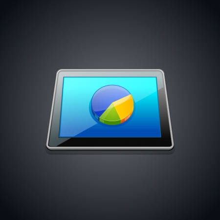 Tablet with statistics  pie graphic chart  iconのイラスト素材