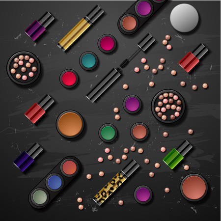 decorative cosmetics make up accessories beauty store set bannersのイラスト素材