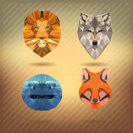 Abstract triangle polygonal animal in the style of origamiのイラスト素材