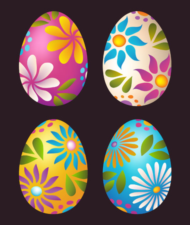 Easter Eggs floral colorful designのイラスト素材