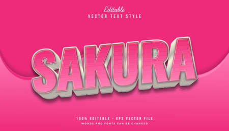 Bold Sakura Text Style in Pink and White with Embossed Effectのイラスト素材