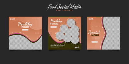 Culinary Social Media Post Template for Restaurant Promotion. Food Menu Social Media Post Templatesのイラスト素材
