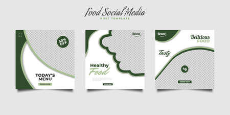 Set of Social Media Post or Banner Template for Healthy Food or Drink Promotionのイラスト素材