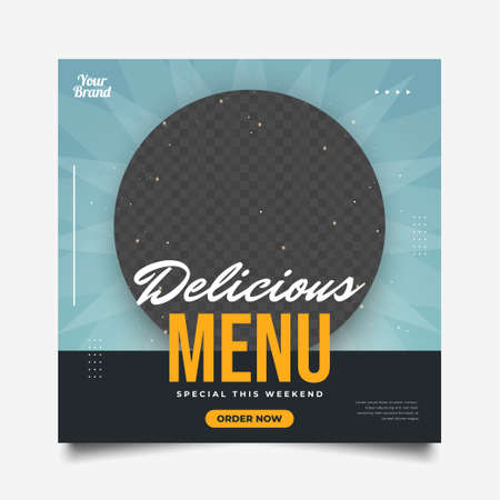 Social Media Post or Banner Template for Food or Drink Promotion. Layout design for marketing on social mediaのイラスト素材