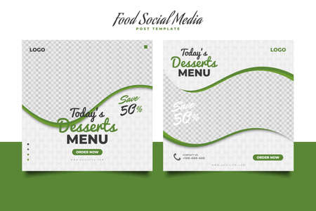 Set of Social Media Post or Banner Template for Food or Drink Promotionのイラスト素材