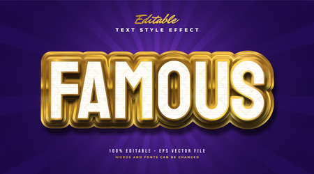 Bold white and gold text style with realistic embossed effect. Editable Text Style Effect